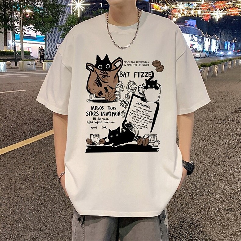 T801港风潮牌高街美式短袖T恤男夏季新款宽松半袖ins重磅纯棉体恤,男装T恤,星座304A-1