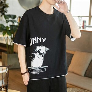 2021夏季新风日系大码男已注册印花亚麻短袖棉麻T恤T1003-P35图片