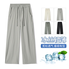 【现货】休闲锦氨面料冰爽透气夏季薄款直筒宽松冰丝阔腿1666-P37，男装休闲裤，星座1006