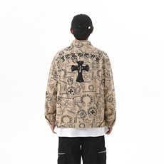 潮牌设计感夹克春季美式街头男士工装宽松痞帅牛仔外套JK1087-P85，男装工装外套，星座1103-3