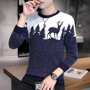 鹿头毛衣MY-Y01#黑色宝蓝酒红M-3XLP28图片