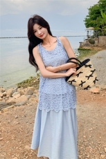 镂空蕾丝吊带背心半身裙套装女夏2025新款大方得体穿搭绝美两件套，女装套装/套裙，2C133