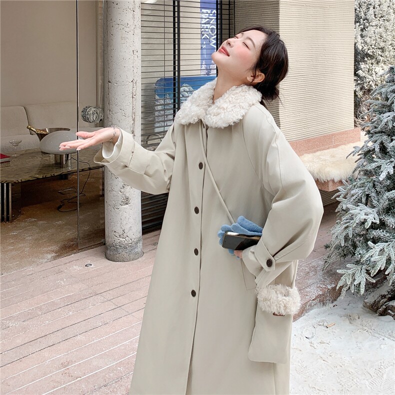 超好看羊羔毛拼接羽绒服女2025冬季新款女装工装保暖加厚派克服潮,女装羽绒服,慧尚依恋