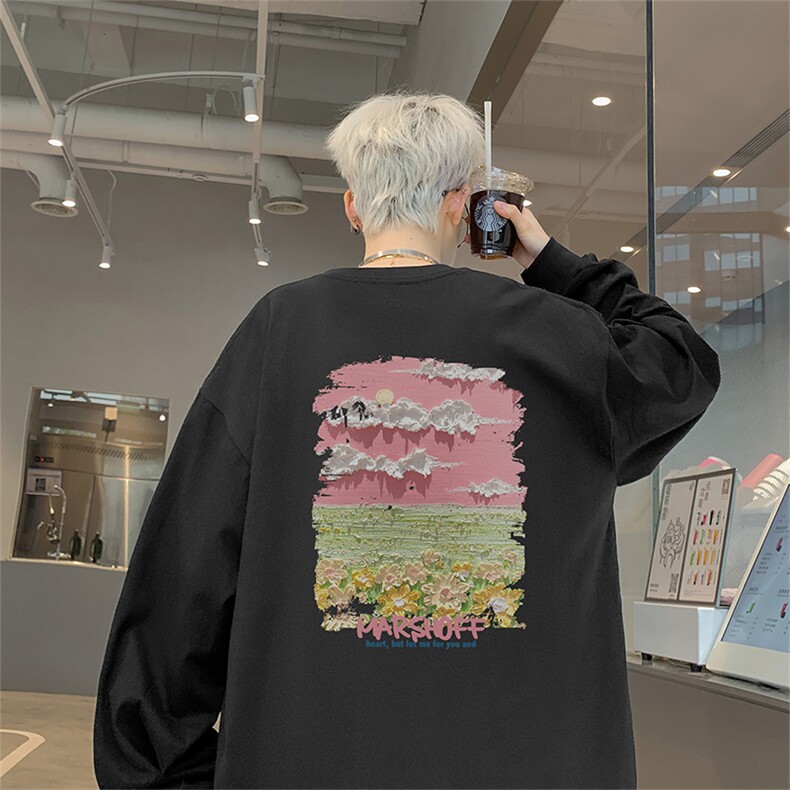 已注册港风纯棉260克高街抖音直播得物品质长袖T恤打底衫T4256P30，男装T恤，电商C408-1(原B339-1)