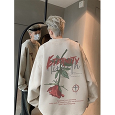抖音得物高品质玫瑰印花麂皮绒宽松圆领卫衣wyjp5003-特p35控69，男装卫衣，星座605(原A050)