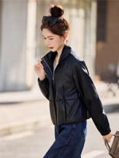 【春季女装新款】大量现货2026时尚百搭立领短款皮衣外套，女装皮衣，魅衣本色