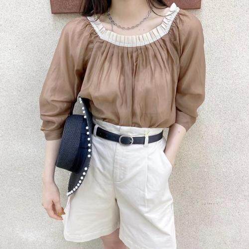天丝一字肩小衫，女装，玩美
