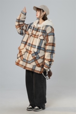 冬装加厚保暖格子棉袄呢料棉服情侣羊羔毛呢棉衣225-2-20901，男装棉衣，星座225-2