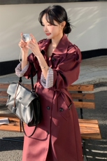 【2025春款现货】安哥拉红拼条纹风衣088-7701p145k198，女装风衣，2C088