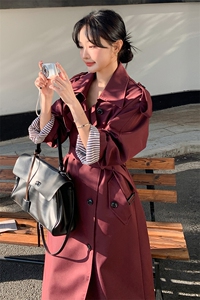 【2025春款现货】安哥拉红拼条纹风衣088-7701p145k198图片