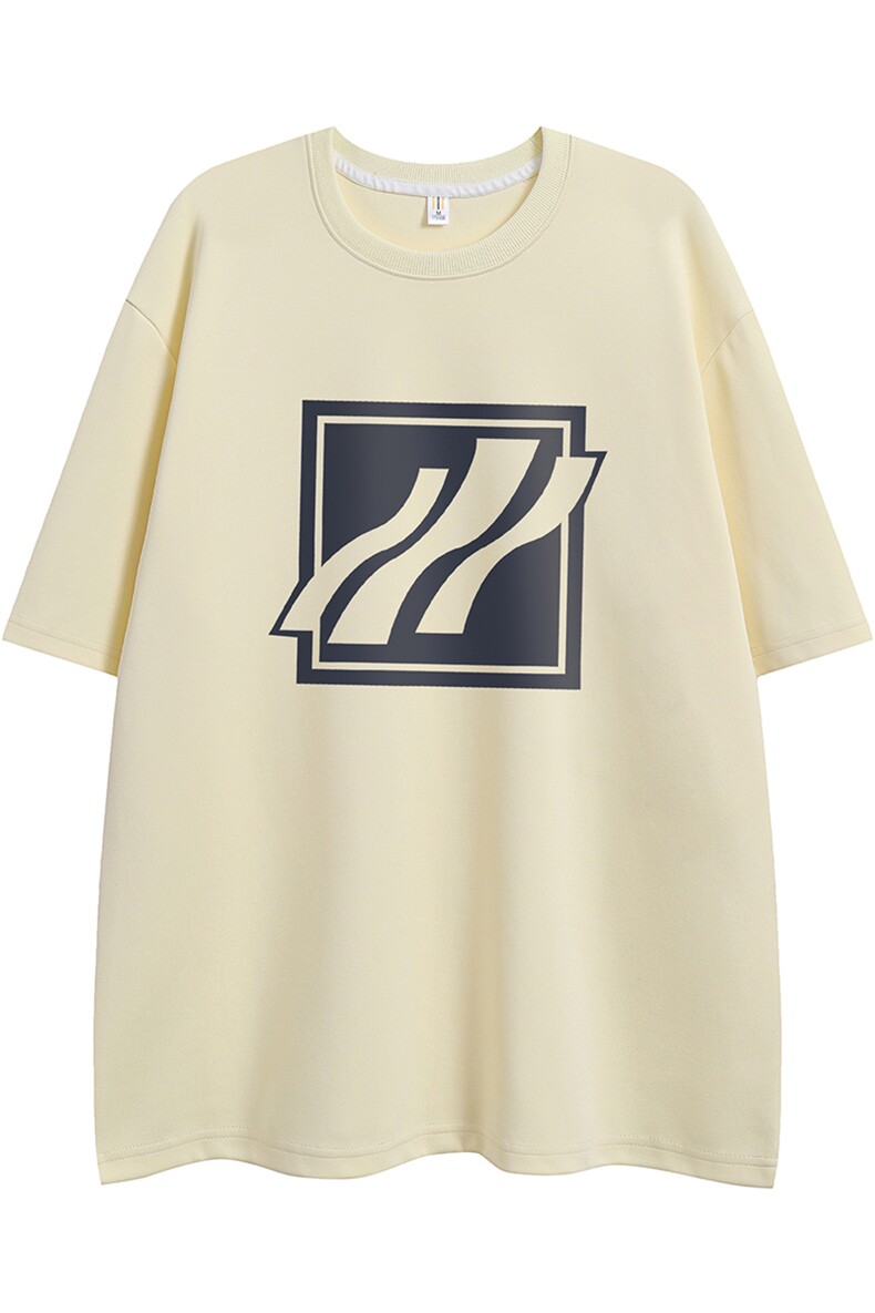 白底新款夏季时尚百搭宽松圆领印花水洗宽松短袖T恤T1147P25控38,男装T恤,电商A247-1