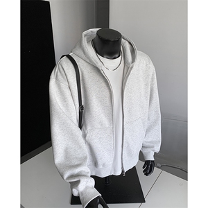 重磅全棉450克双拉链开衫连帽卫衣纯色外套男潮 RH6127-P54图片