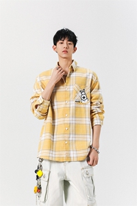 8XL-M 小狗格子衬衫男长袖2025春情侣款寸衣宽松衬衣CS519P58控78图片