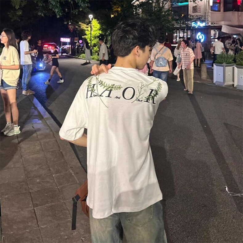 万针全刺绣工艺 高品质260克纯棉双纱美式宽松百搭短袖T恤 特P33图片