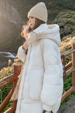 【新款】白色90白鸭绒韩系中长款连帽羽绒服99820款P370K558，女装羽绒服，2C316