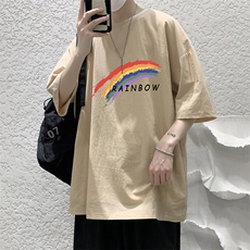 YT26064-P30亚短袖t恤男大码五分袖男宽松七分袖港风模特，男装T恤，电商A040