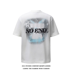 （350克双纱）重磅水洗做旧设计感发泡印花短袖T恤1015-T605-P65，男装T恤，四季星座1015