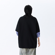 假两件格纹衬衫领卫衣潮流胖子宽松长袖T恤春季港风TC015P48，男装T恤，星座1013-1