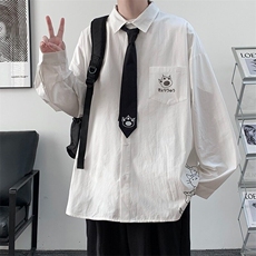 配领带衬衫男女韩版潮流长袖印花帅气2025春季ins外套CY1038-P35，男装衬衫，星座412-2