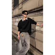 加绒加厚卫衣千鸟格长袖t恤polo打底衫504-T503-特P28（加绒P33），男装Polo衫，星座504