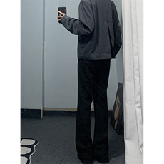 B221美式ins高街纯色情侣款休闲微喇冰丝西裤LK23083-P55控78，男装休闲裤，电商B221