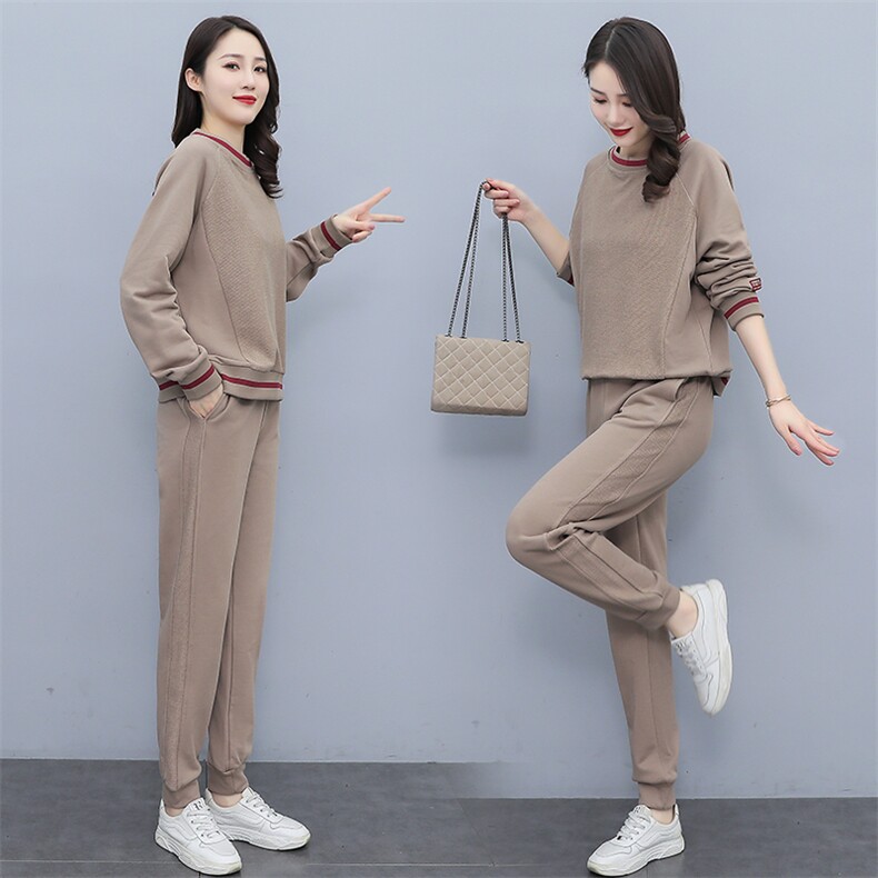 休闲运动女秋冬加厚加绒2024新款韩版时尚宽松减龄卫衣,女装运动套装,凯瑟曼