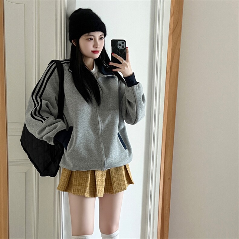 抖音得物高品质美式高街重磅结构设计拼接织带立领卫衣外套CM42，男装卫衣，电商A486