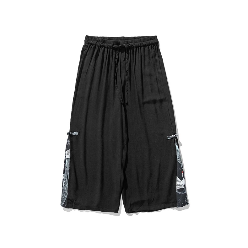 夏季大码风棉麻休闲哈伦九分裤改良汉服阔腿裤潮K110/P70,男装民族服装,电商A221A