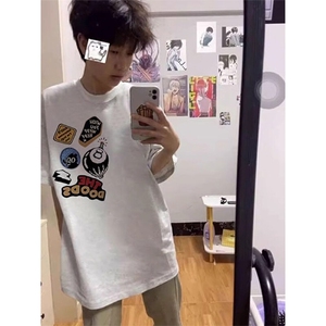 万针全刺绣工艺 得物抖音高品质260克纯棉双纱美式高街短袖T恤P33图片