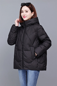 时尚百搭宽松加厚保暖棉服女冬季新款纯色连帽外套图片