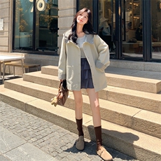春现-韩系宽松甜酷风休闲拼接连帽短风衣B190-5066-P175-K248，女装短外套，2B190