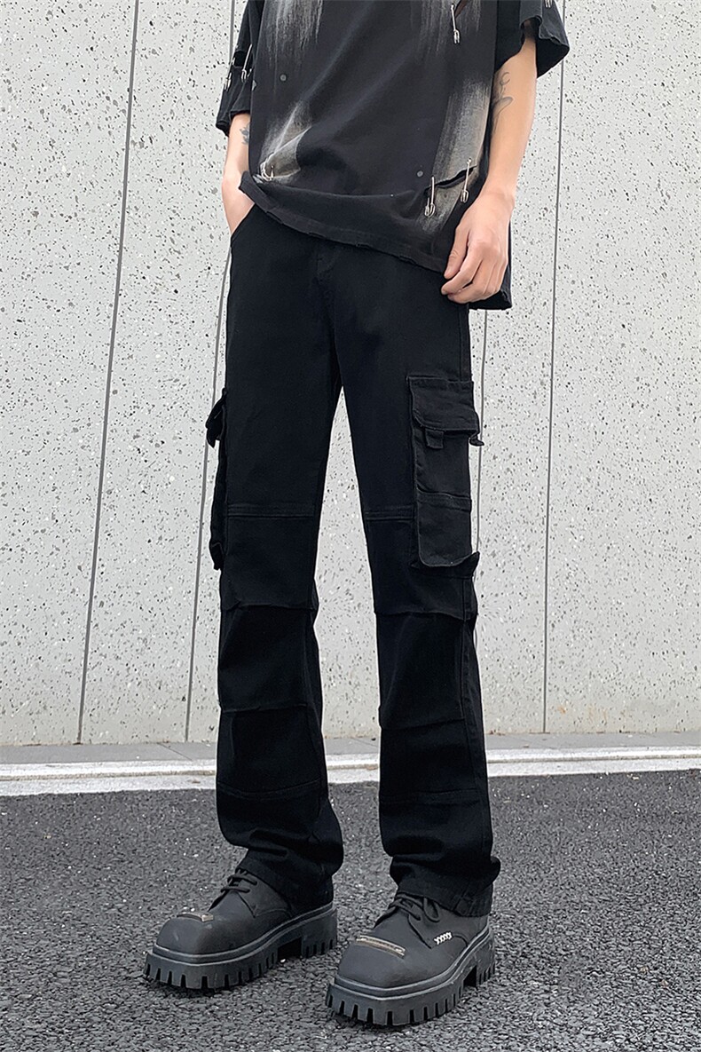 港风美式高街多口袋工装直筒牛仔裤男潮insXZ213-K60647-P75控88,男装牛仔裤,星座213