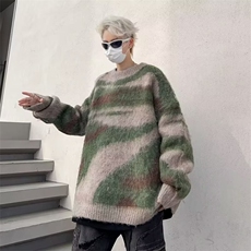 条纹毛衣男秋冬款外穿美式复古慵懒风潮牌设计感针织衫M3114-p48，男装针织衫/毛衣，星座1008