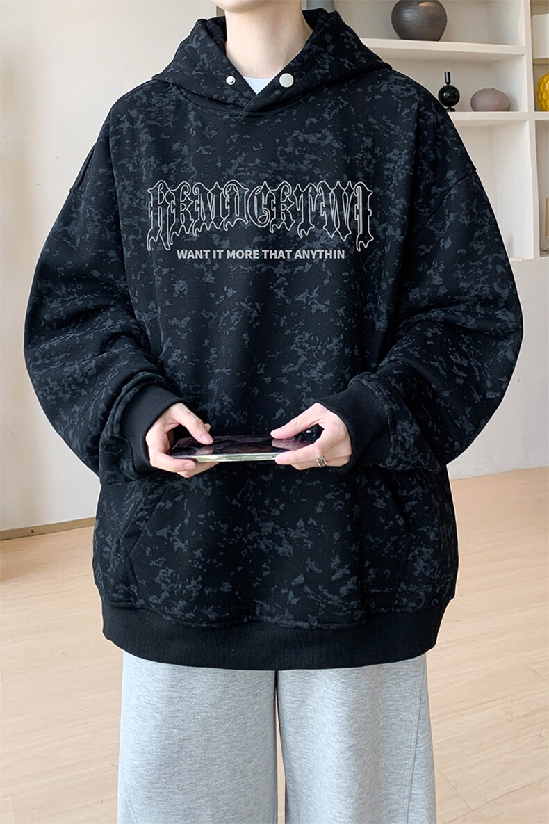 已注册/华棉秋冬内景个性嘻哈宽松连帽卫衣男WY00732/P45加绒P50,男装卫衣,电商B316