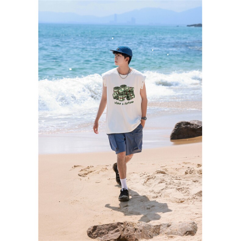 冰丝菠萝格无袖背心个性透气男宽松男士体恤XB457-P28控48,男装背心/马甲,电商B370
