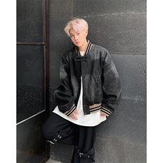 美式复古水洗宽松短款牛仔外套休闲百搭棒球服，男装工装外套，星座410-6（原星座1304-1）