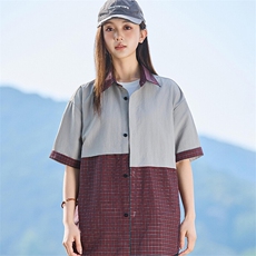 拼接格子衬衫夏季2025新款短袖衬衣休闲外套女A406C6059特P40，男装衬衫，星座309（原A406）