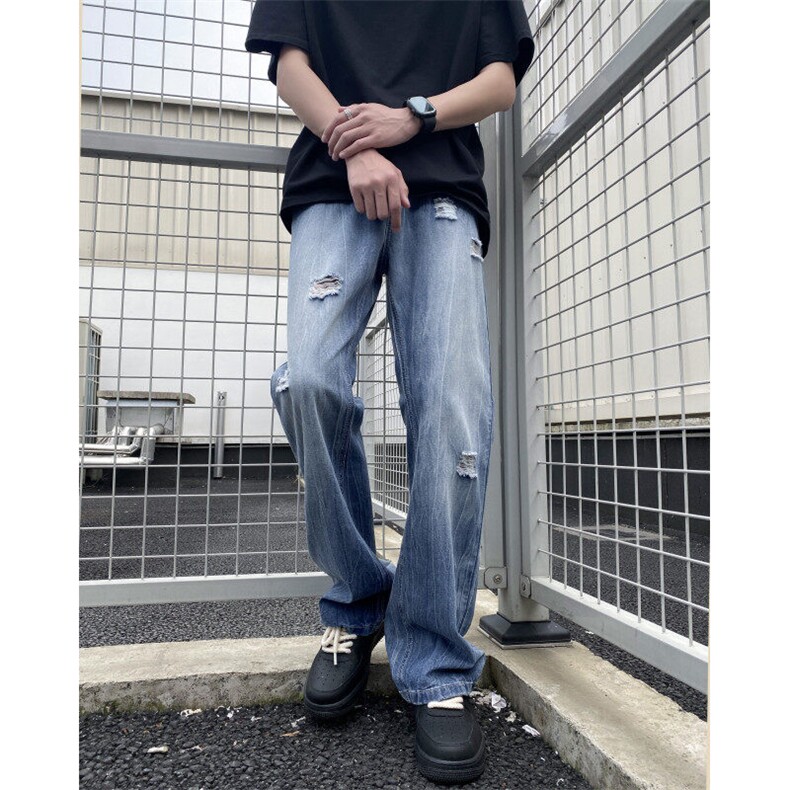 2025夏季新款水洗破洞冰丝透气垂顺牛仔裤B315-K24143-p65控78,男装牛仔裤,电商B315