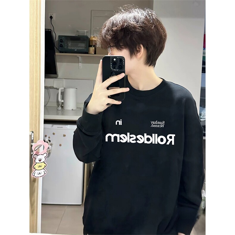 抖音得物 现货高品质美式宽松圆领印花卫衣 新款重磅卫衣 ADY120图片