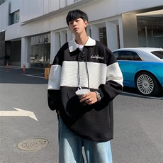 polo杉男韩版潮流高街帅拼色2023春夏季ins宽松百搭卫衣WB030-P37，男装Polo衫，星座412-3