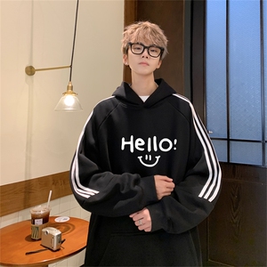 美式三杠条纹复连帽卫衣秋冬男女宽松长袖SWY2429 -P55控88 50棉图片