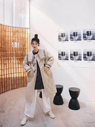 含棉大领子棉衣，女装棉衣/棉服，YOUER DENG