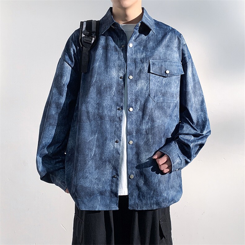 夹克男潮流翻领时尚春秋韩版帅气青年百搭外套男士衬衣WY7231-P72,男装夹克,星座1105-3