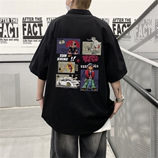 DSA028-MDS2325夏季新款港风百搭潮流印花短袖衬衫男，男装T恤，电商A028
