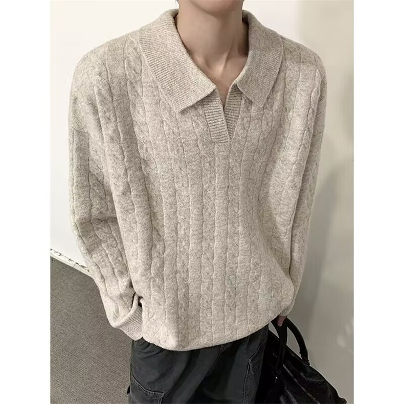 CY0892-P68新款复POLOV领纯色毛衣慵懒风宽松针织衫上衣，男装针织衫/毛衣，电商C233