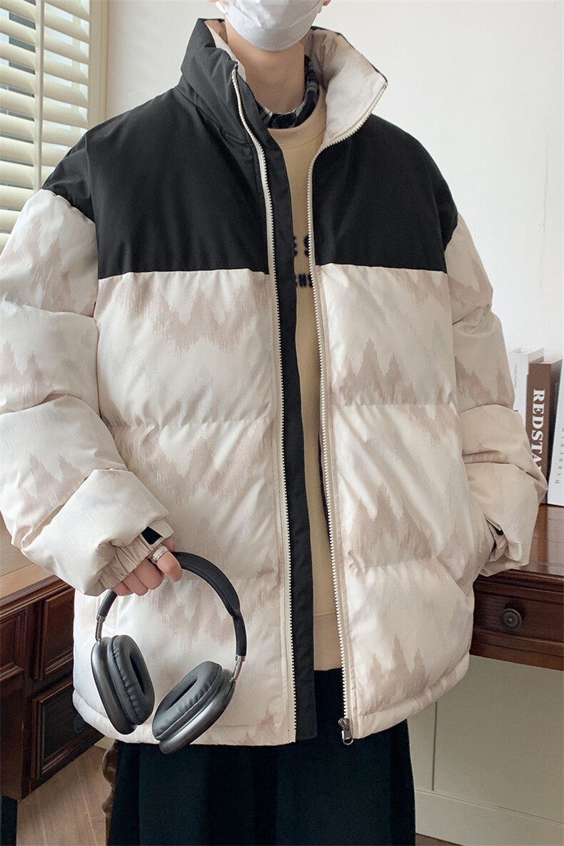 秋冬2024新款立领加厚拼接印花棉衣外套A436-5902-P98控价138,男装棉衣,电商A436