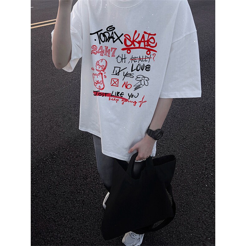 可48小时发货支持抖音得物来样二开美式满天星亮片短袖T恤MTX631,男装T恤,电商A486