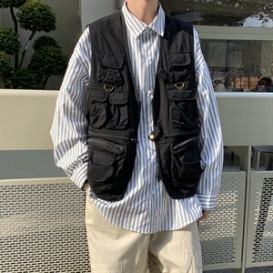 工装马甲男口袋2023夏季新款ins高街宽松百搭帅气外套W2449-P43，男装背心/马甲，星座412-2