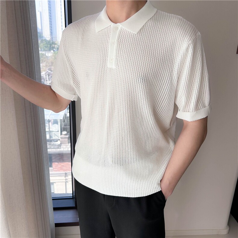 夏季男士翻领纯色针织衫POLO衫冰丝透气B3004-P55,男装Polo衫,星座1012-1