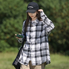 25年春季格子衬衫长袖大码宽松落肩现货DS-C323-1-2387-特批35，男装衬衫，电商C323-1